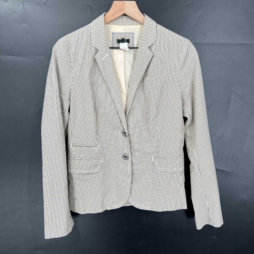 J.Crew pinstripe blazer suit jacket nautical preppy classic gray stripe tailor 4